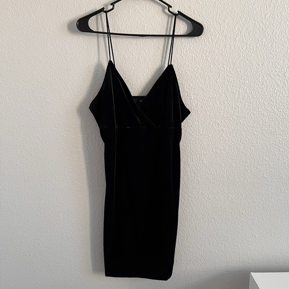 SHEIN Dresses & Skirts - Black XL Slip Dress Velvet Stretch Mini Babydoll Whimsigoth Dark Academia Goth